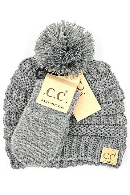 C.C Baby Pom Beanie and Mitten Set