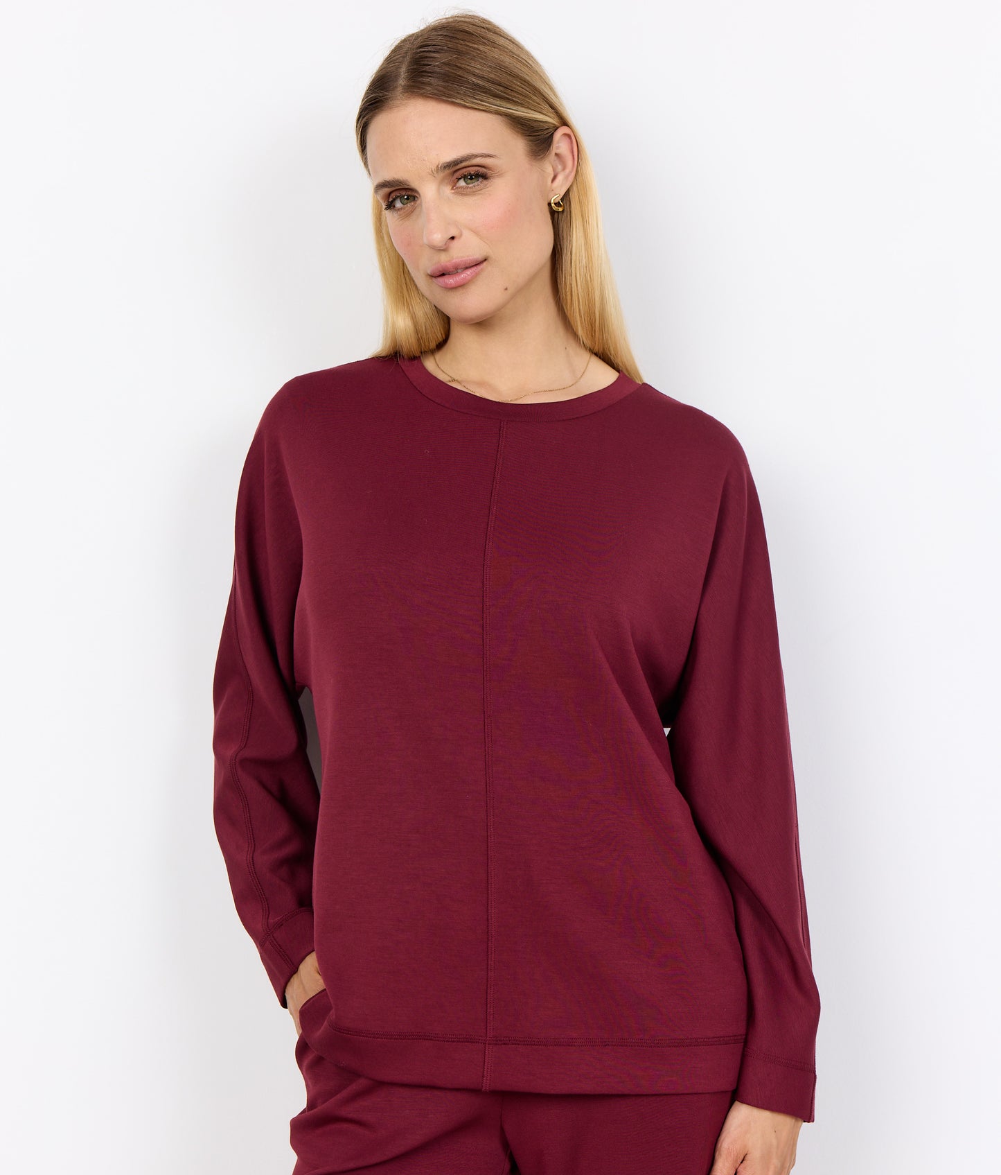 Banu Seam Detail Long Sleeve - Dark Red