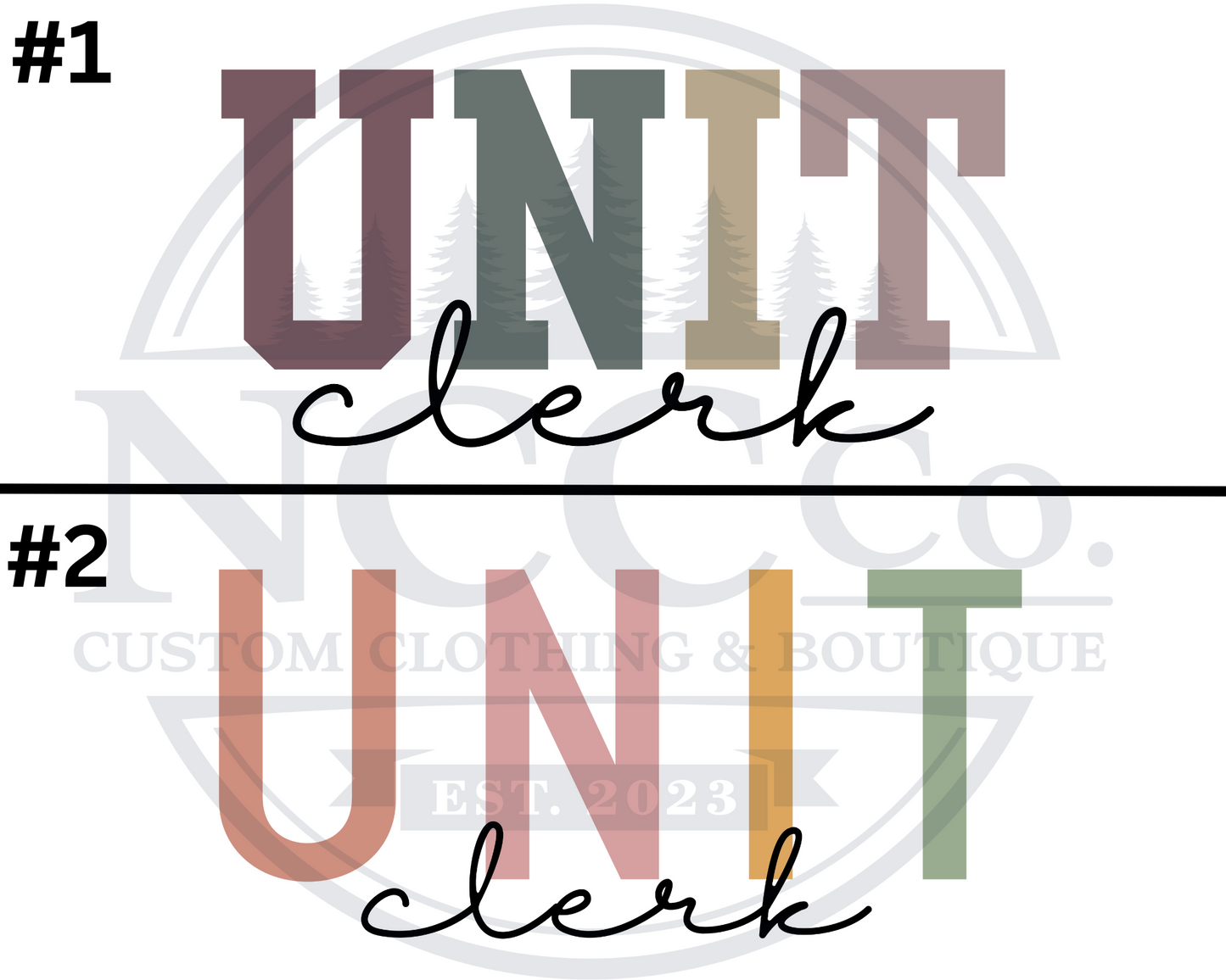 Unit Clerk - Centre Chest Designs