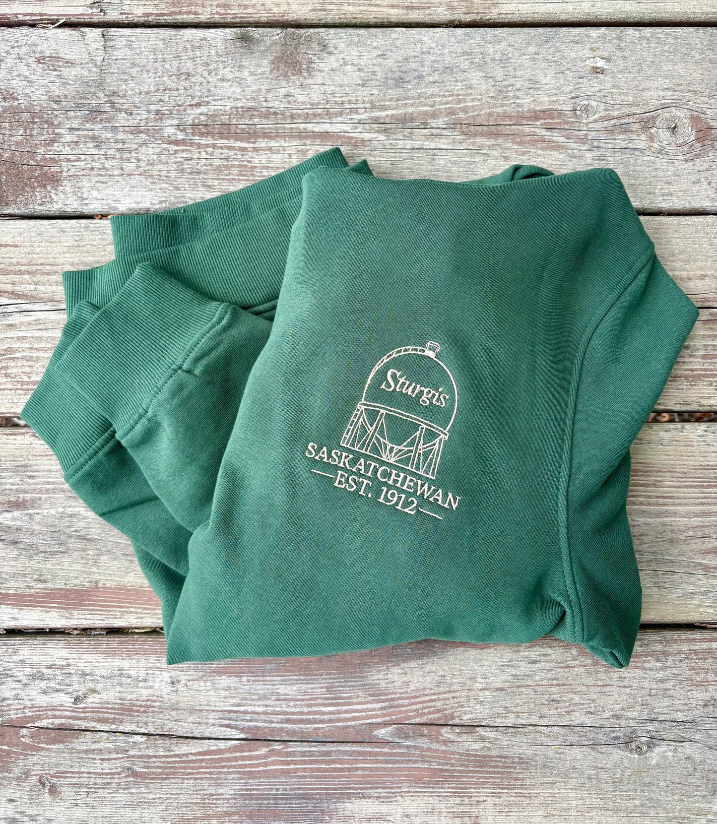 Embroidered Sturgis Water Tower Hoodie- Forest