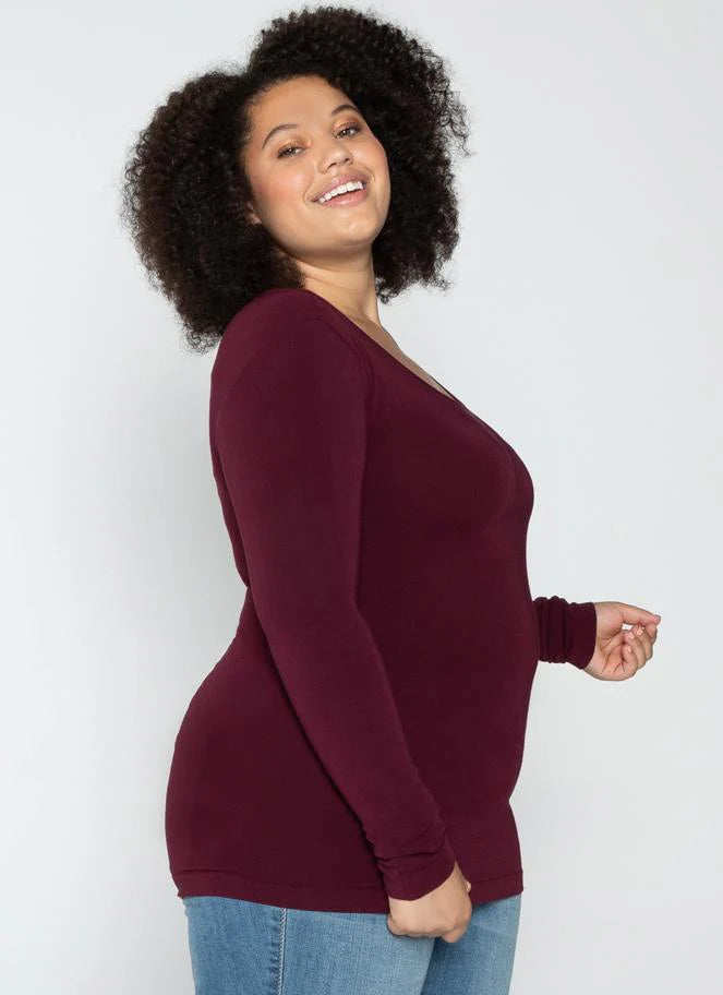 Curvy Bamboo Scoop Neck Long Sleeve