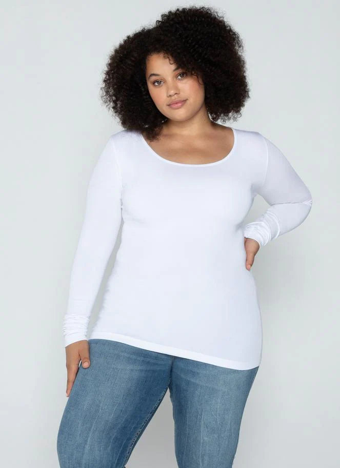 Curvy Bamboo Scoop Neck Long Sleeve
