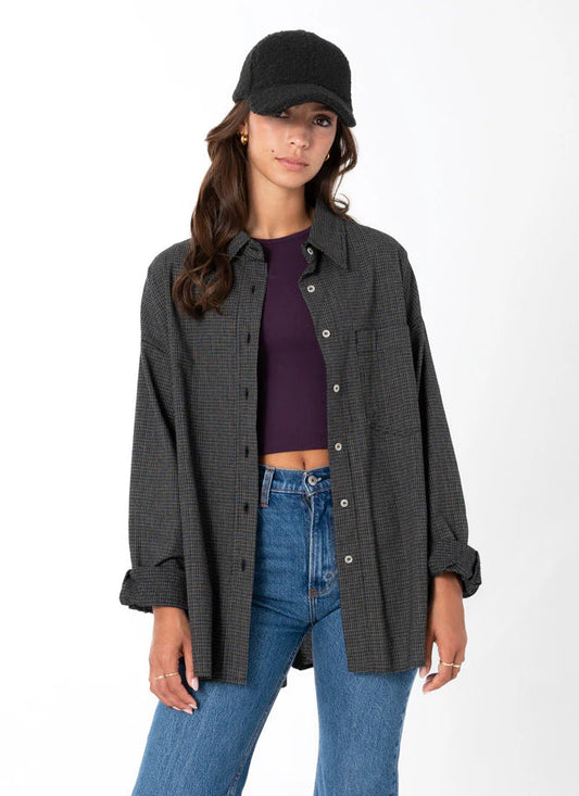 Check Pattern Oversized Button Up