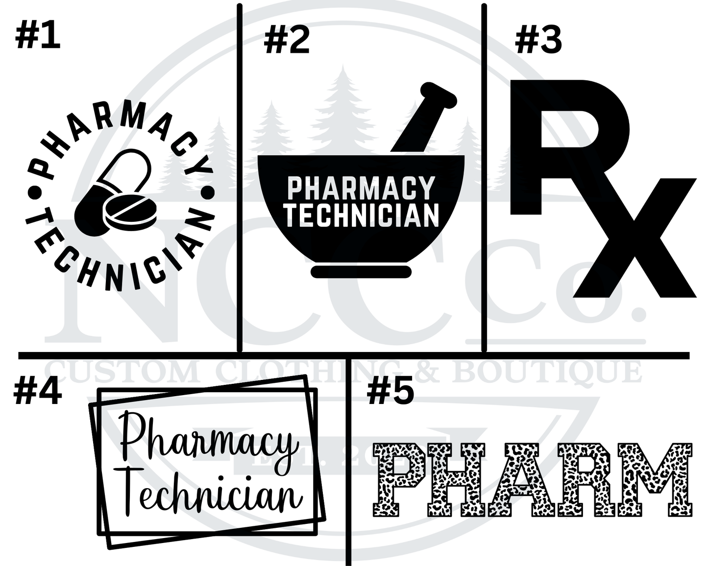 Pharmacy Tech - Left Chest Designs