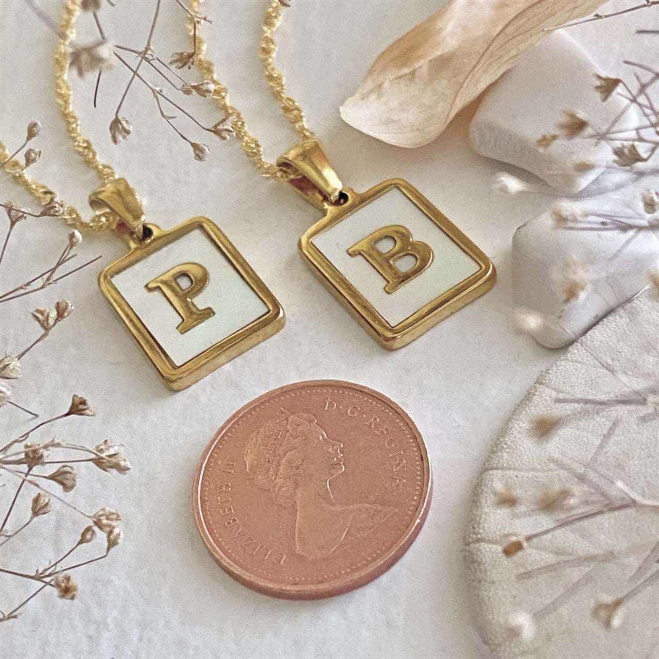 Carrie Mother of Pearl Initial Necklace