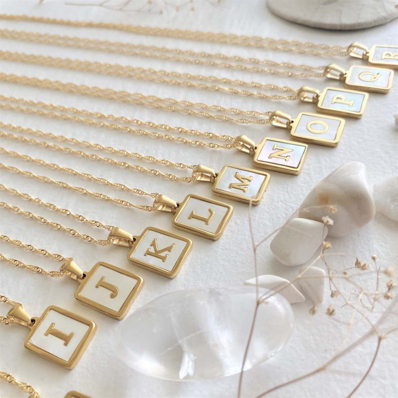 Carrie Mother of Pearl Initial Necklace