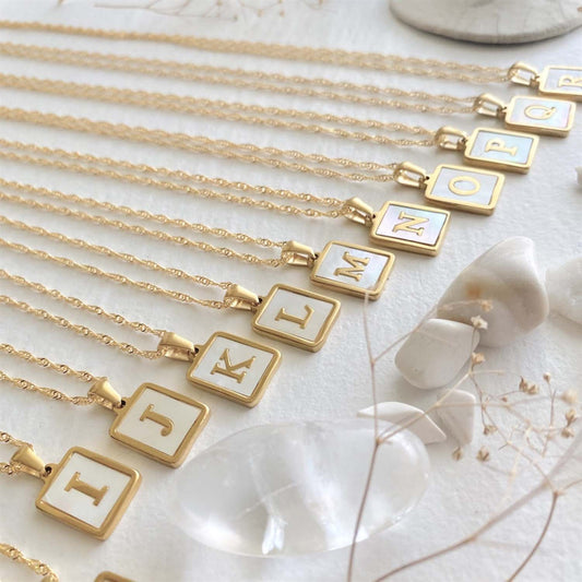 Carrie Mother of Pearl Initial Necklace