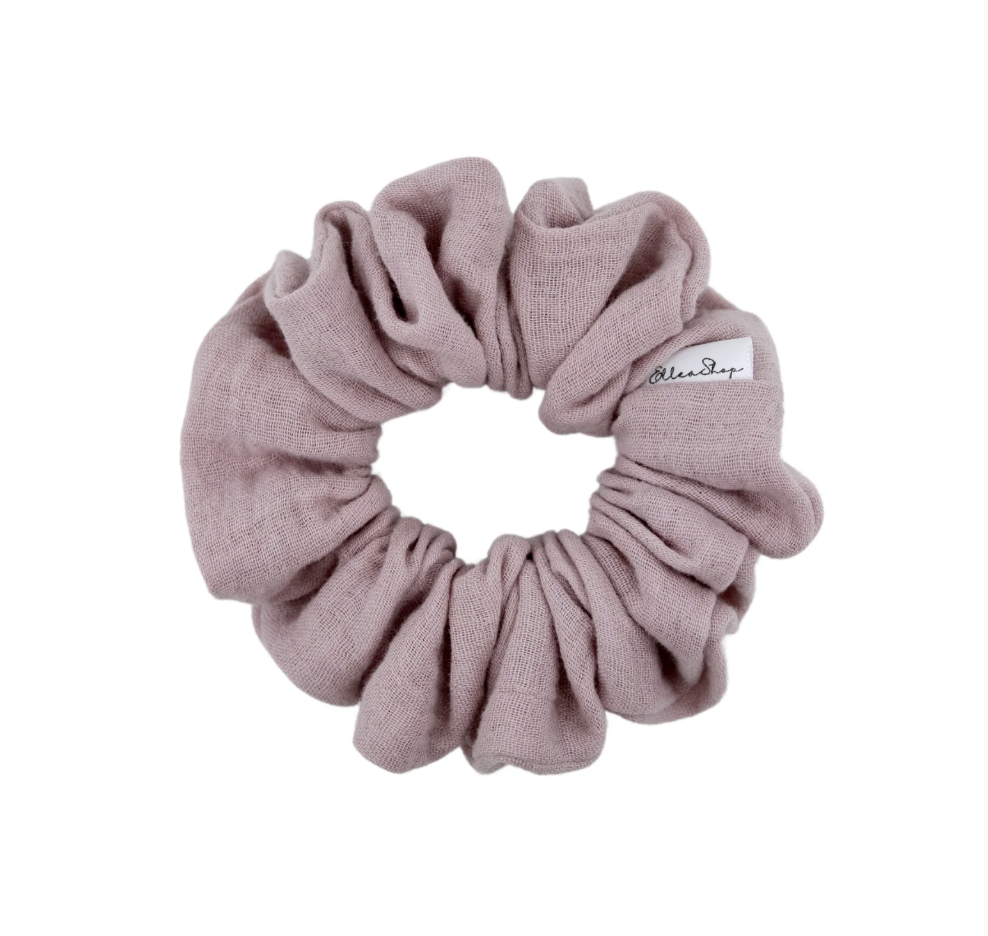 Dusty Rose Muslin Scrunchie