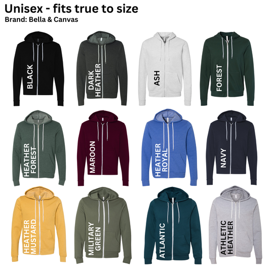 Unisex Full-Zip Hoodie (Bella+Canvas) - Left Chest Design
