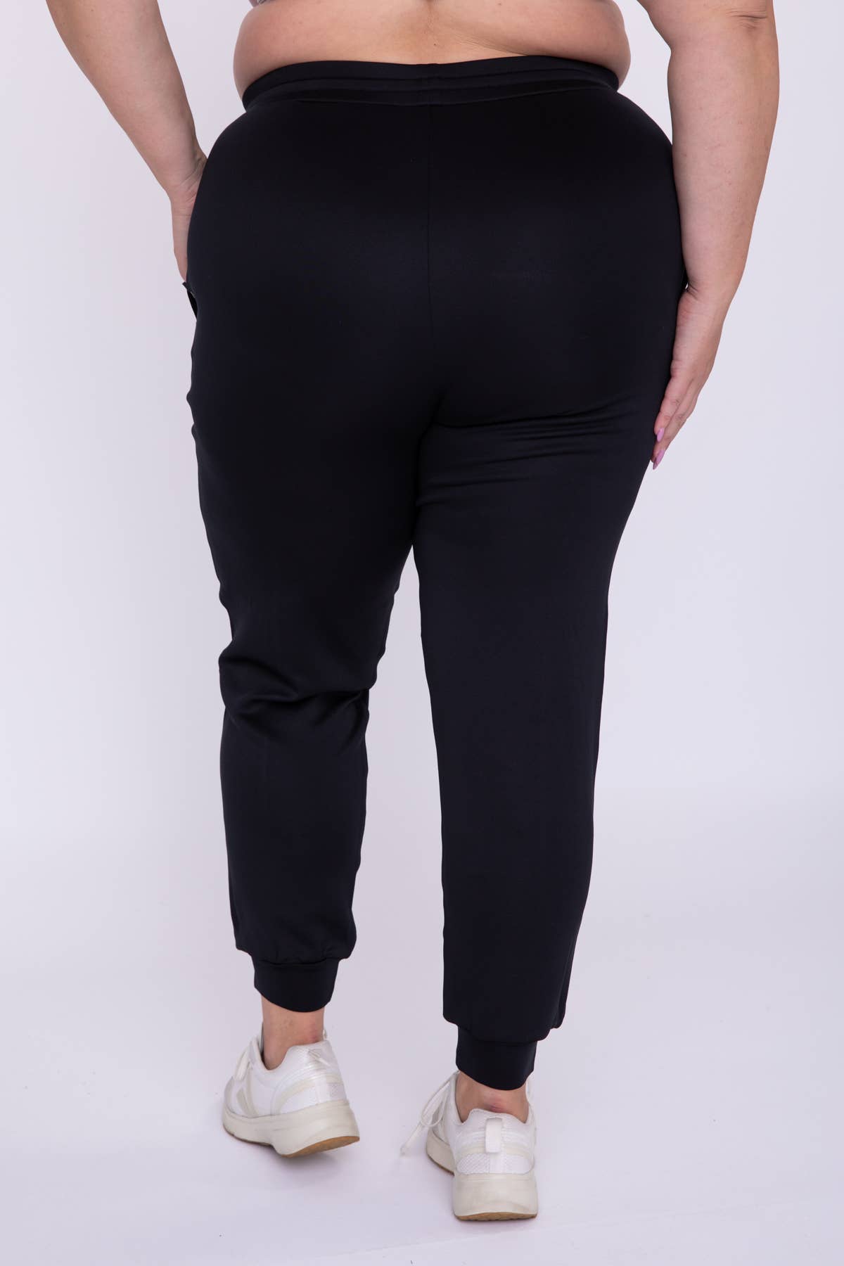 Curvy Cuffed Joggers with Zippered Pockets