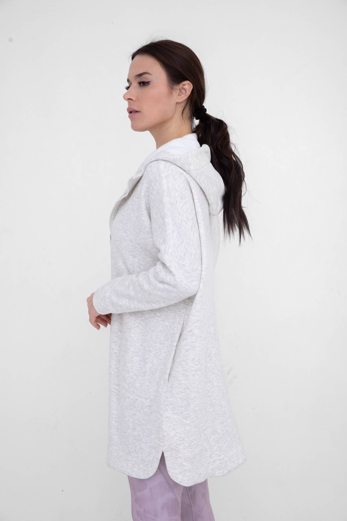 Longline Zip-Up Jacket with Hood