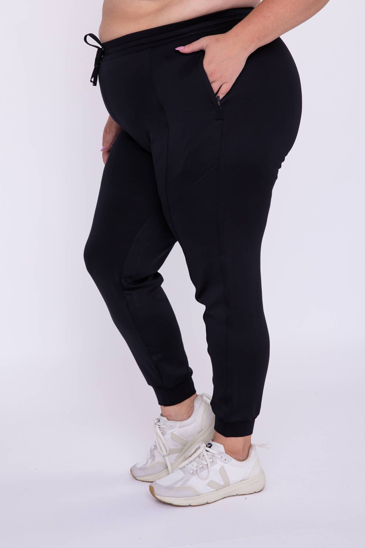 Curvy Cuffed Joggers with Zippered Pockets