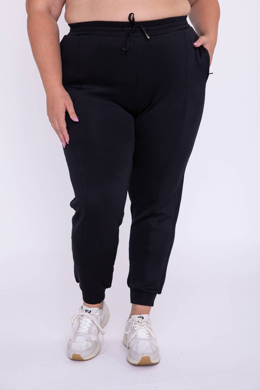 Curvy Cuffed Joggers with Zippered Pockets