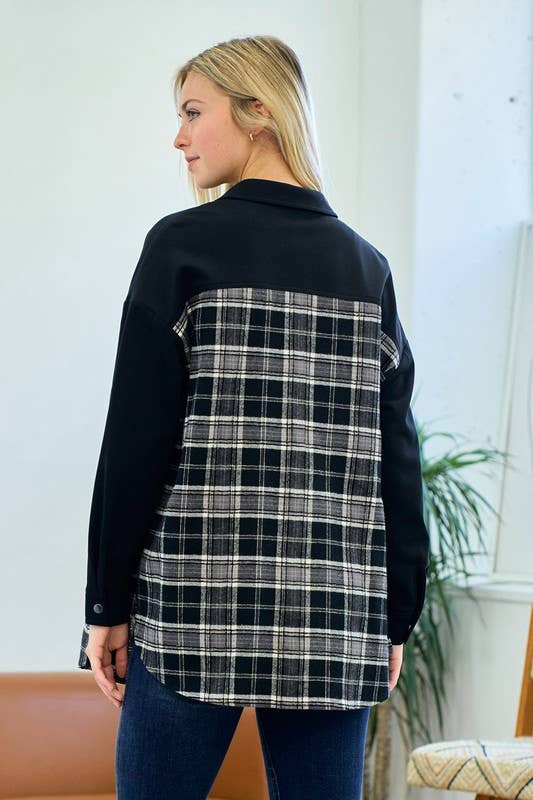 Plaid Mixed Button Up