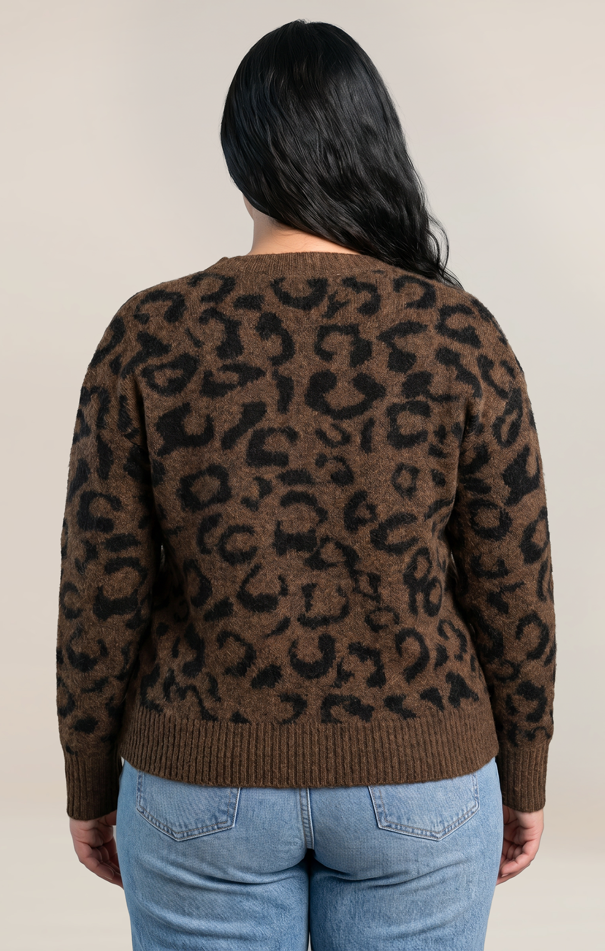 Curvy Leopard V-Neck Sweater