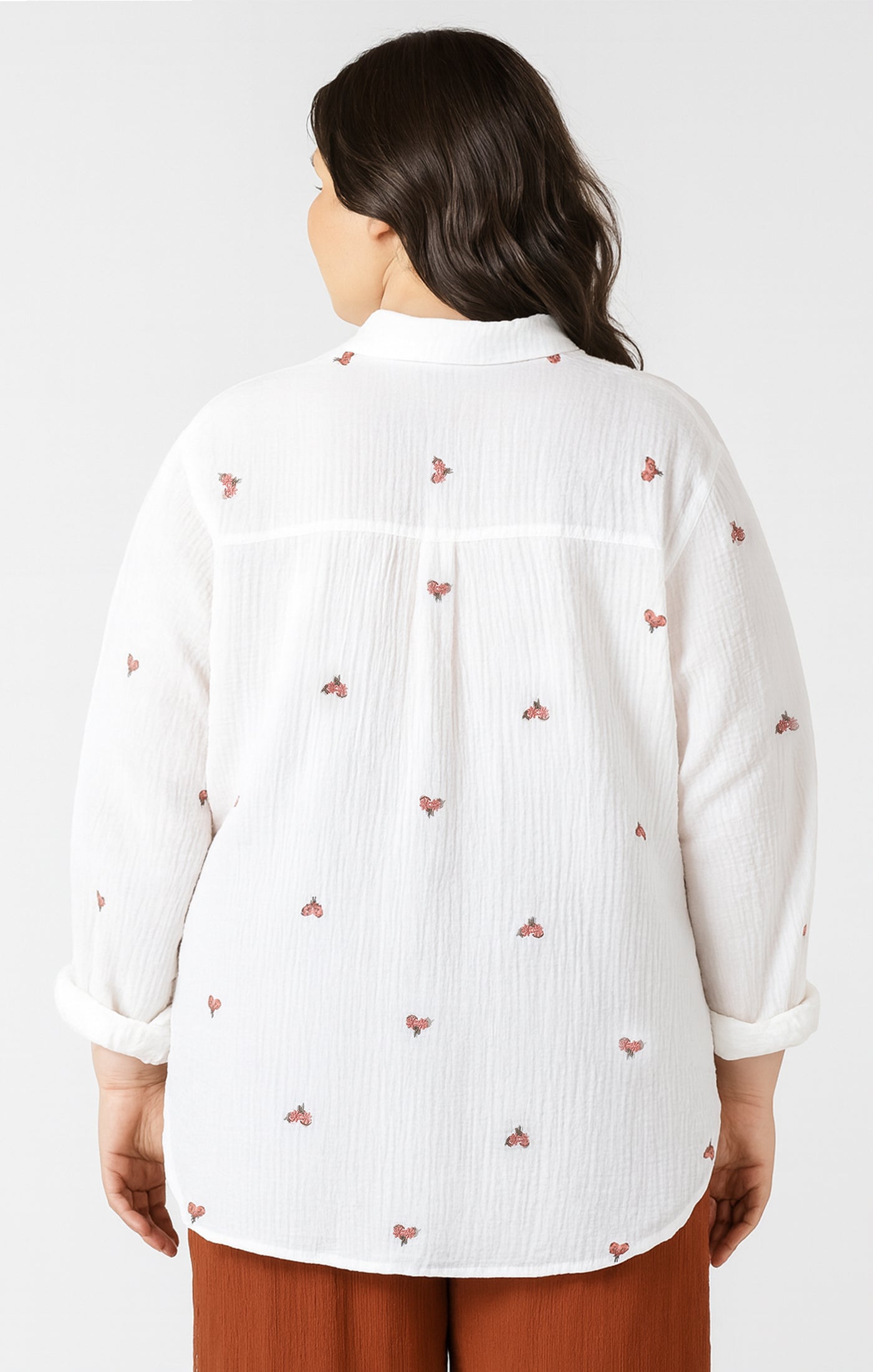 Curvy Textured Button Blouse - Vintage Floral