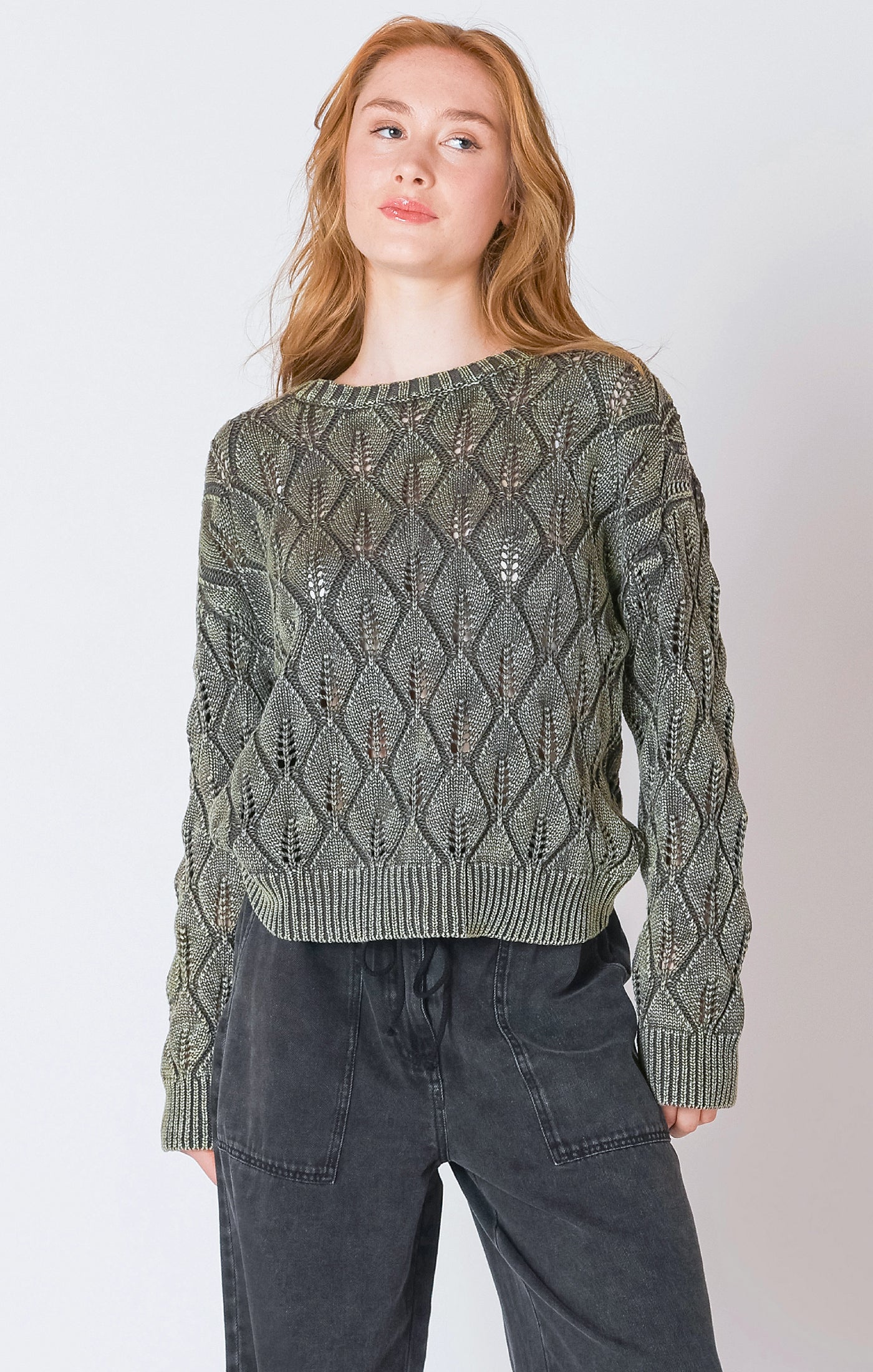 Pointelle Crewneck Sweater