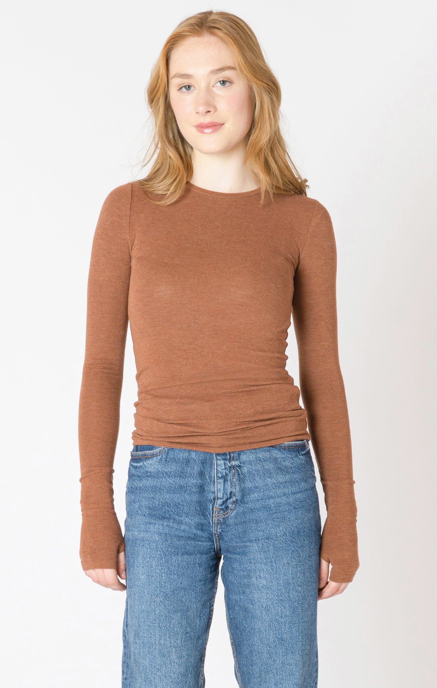 Brushed Crewneck Tee -Chestnut Heather