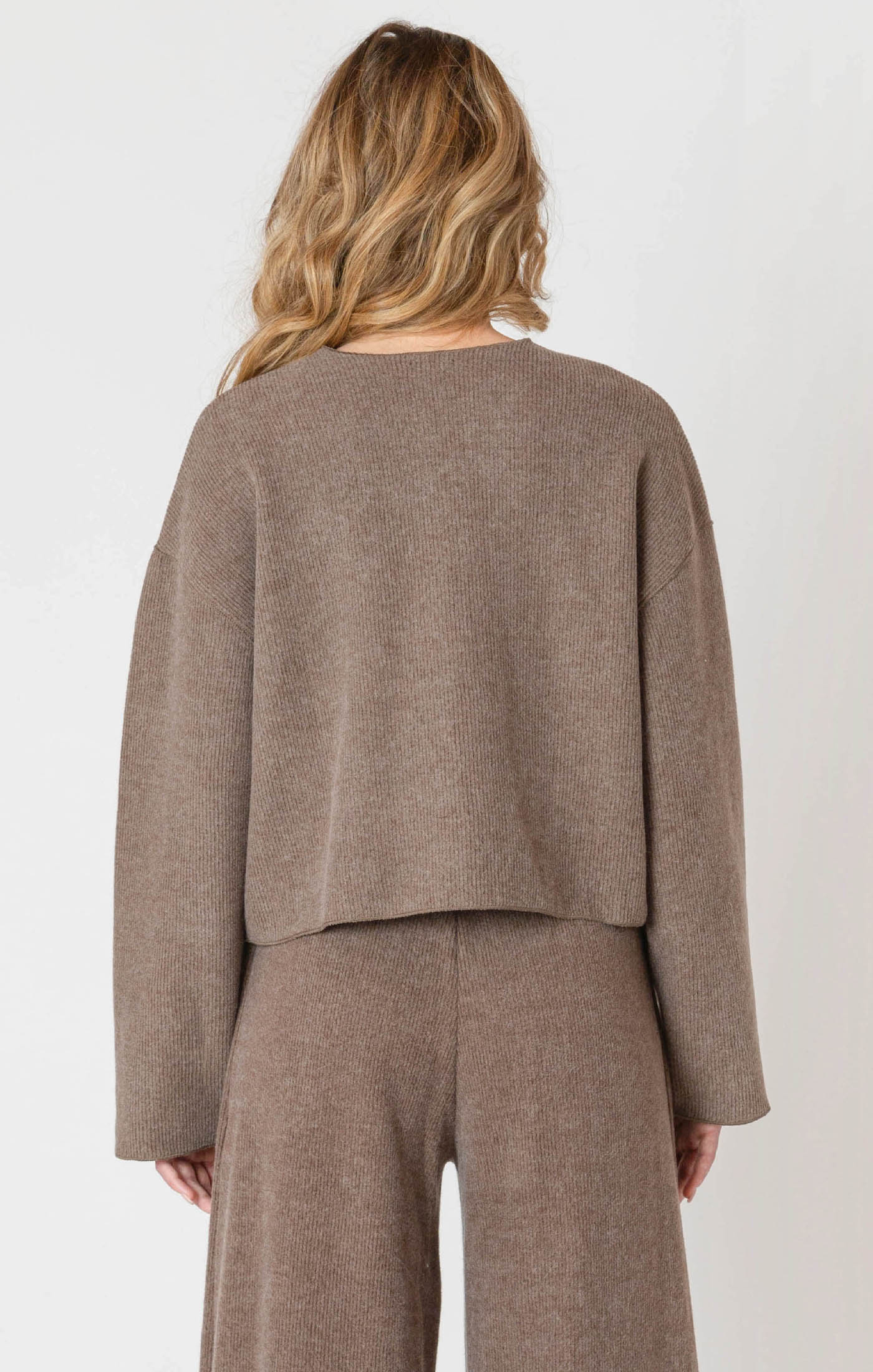 Ribbed Cardigan - Mocha Heather