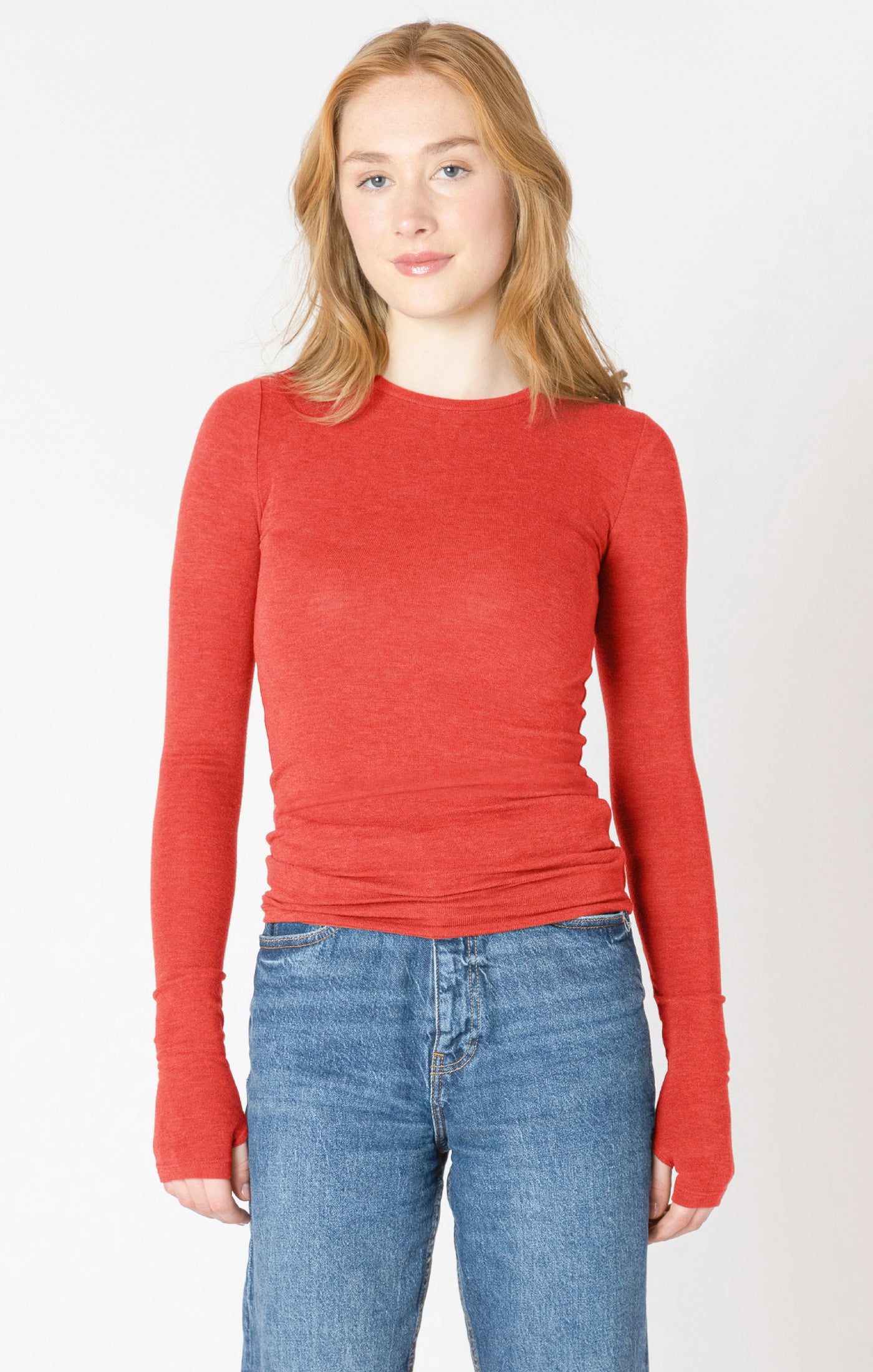Brushed Crewneck Long Sleeve - Candy Red