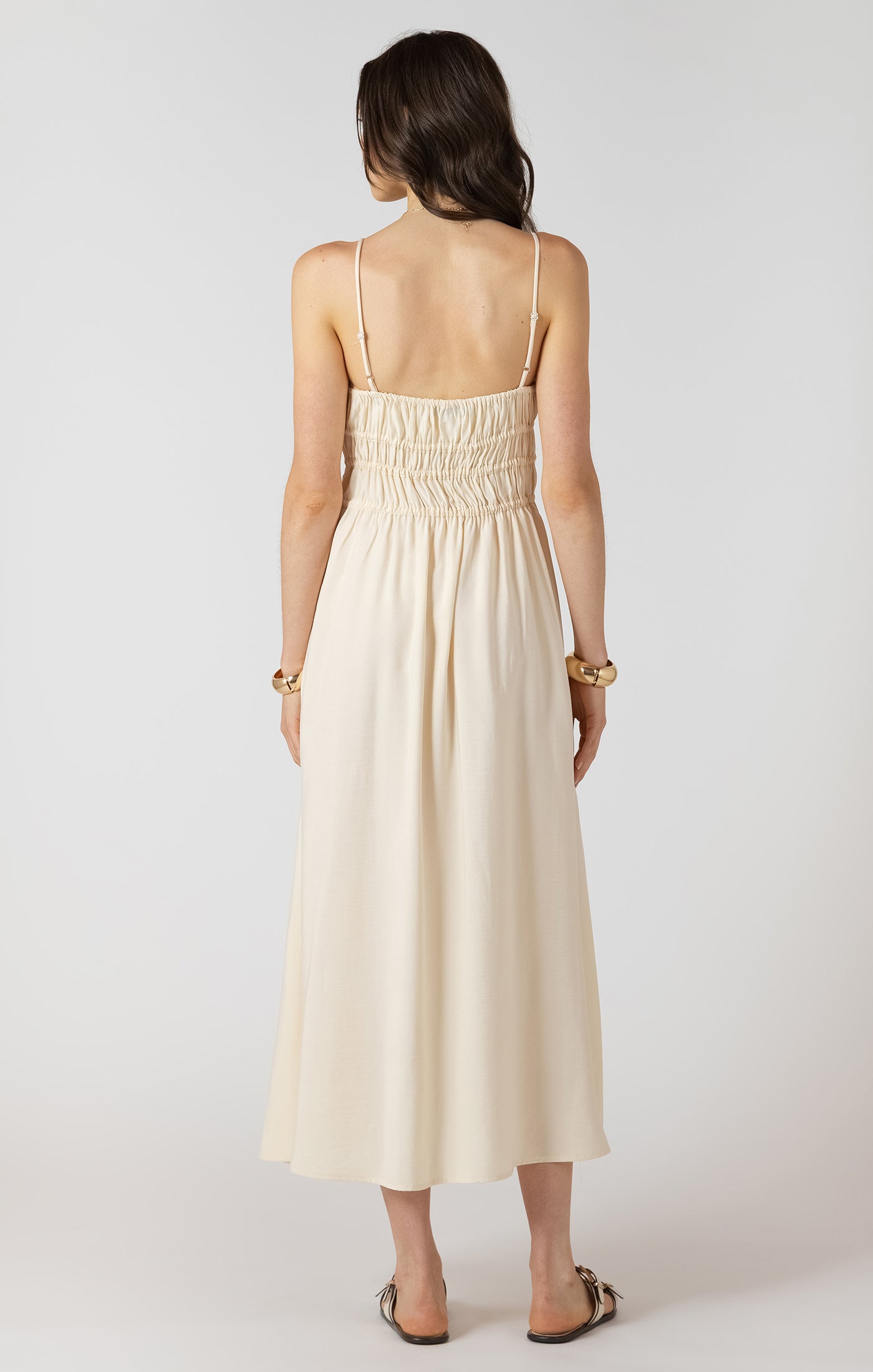 Elastic Waist Midi Dress - Buttercream