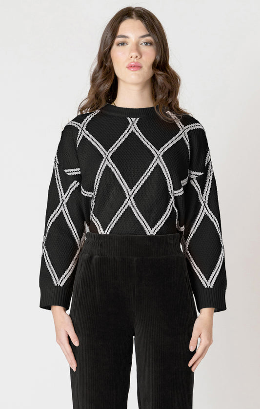 Diamond Check Sweater - Black/Cream