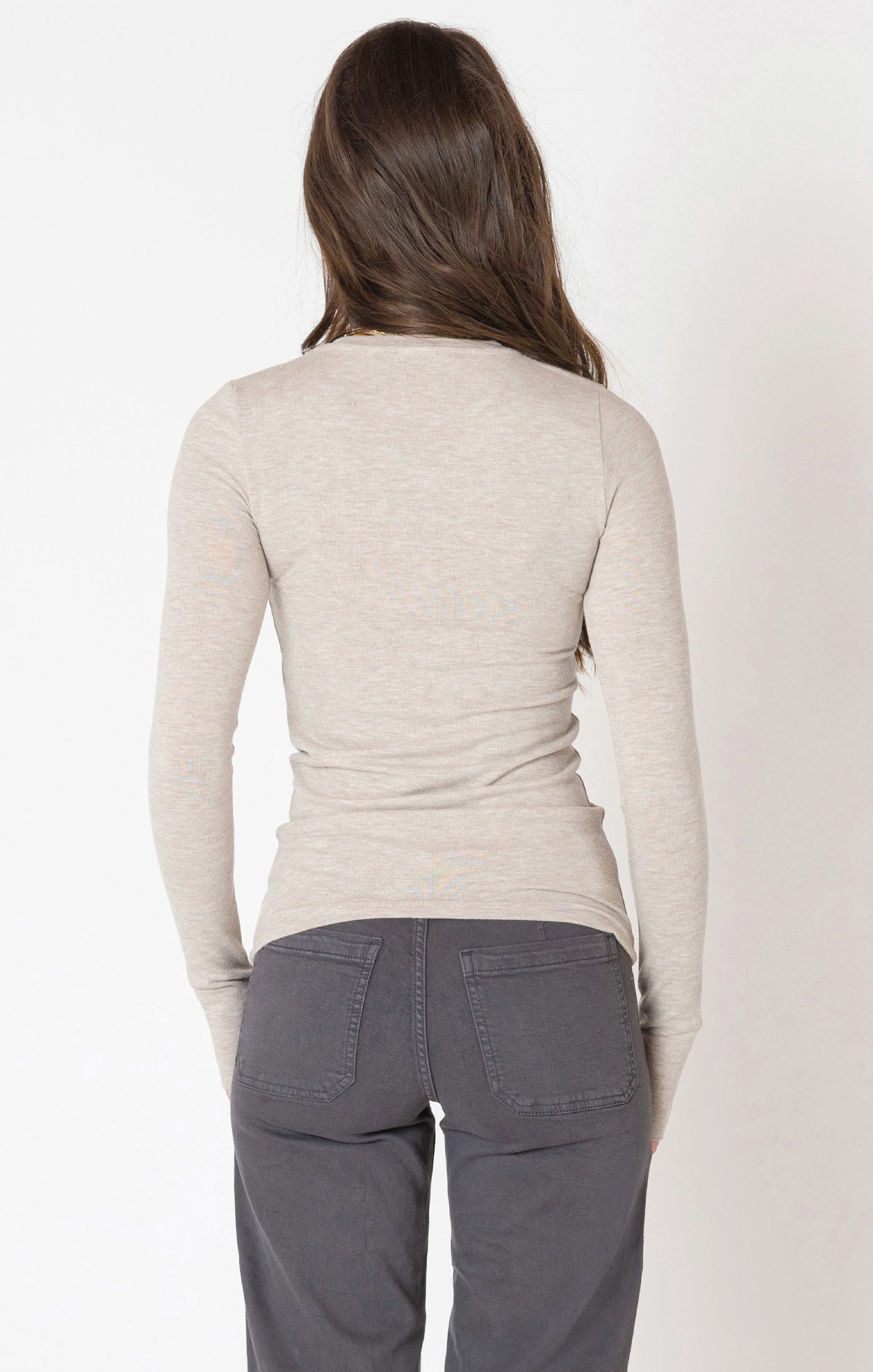 Brushed Crewneck Tee - Light Heather Taupe