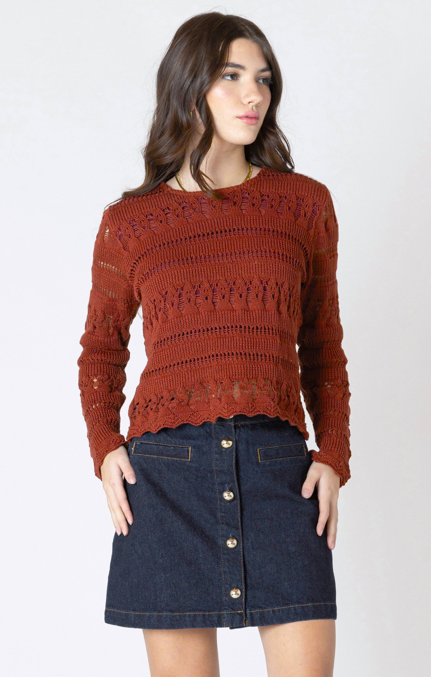 Scallop Hem Crochet Top
