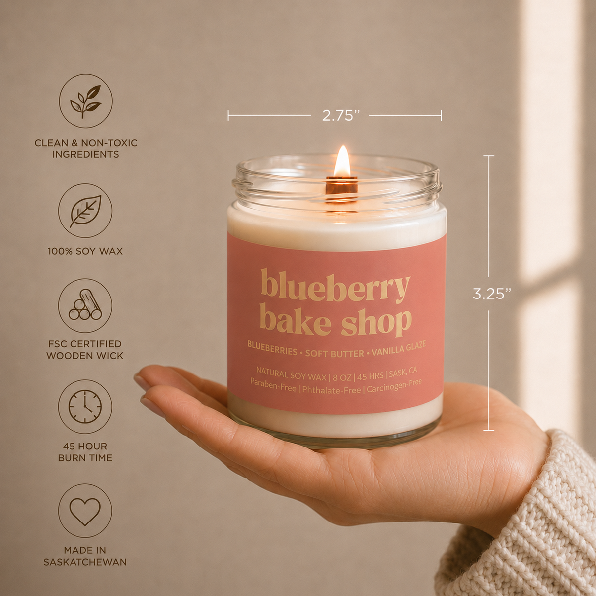 BLUEBERRY BAKE SHOP | 8OZ NON TOXIC SOY CANDLE