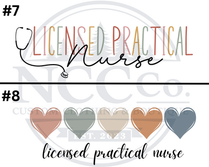 Licensed Practical Nurse - Centre Chest Designs