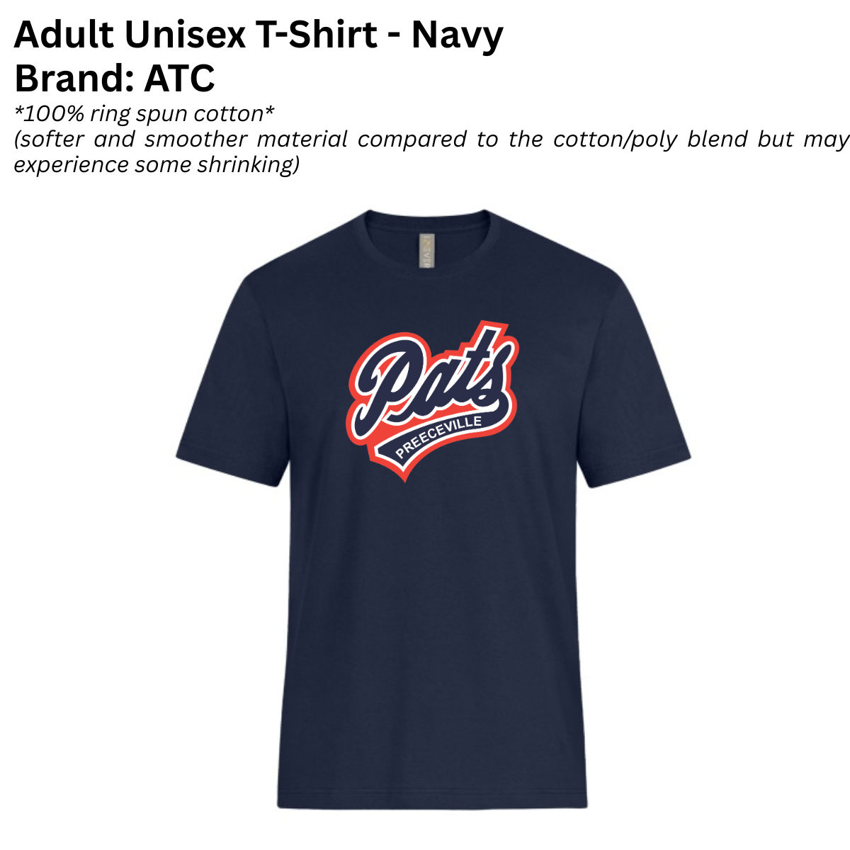 Adult Unisex T-shirt (100% Ring Spun Cotton)