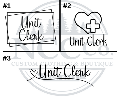 Unit Clerk - Left Chest Designs