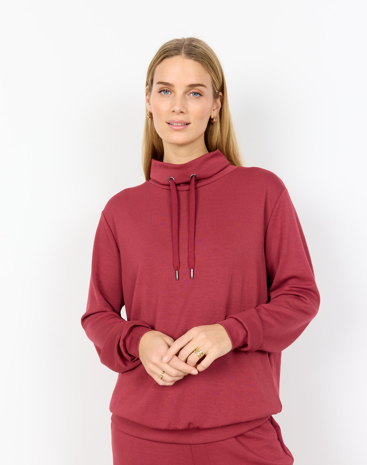 Banu Cowl Neck Lightweight Sweater - Dark Red