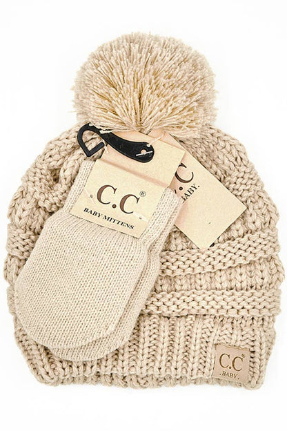 C.C Baby Pom Beanie and Mitten Set