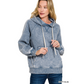 Zenana Curvy Acid Wash Fleece Hoodie