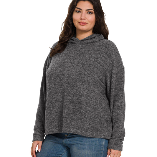 Curvy Hooded Melange Sweater