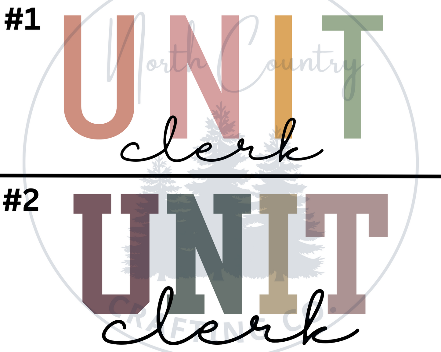 Unit Clerk - Centre Chest Designs