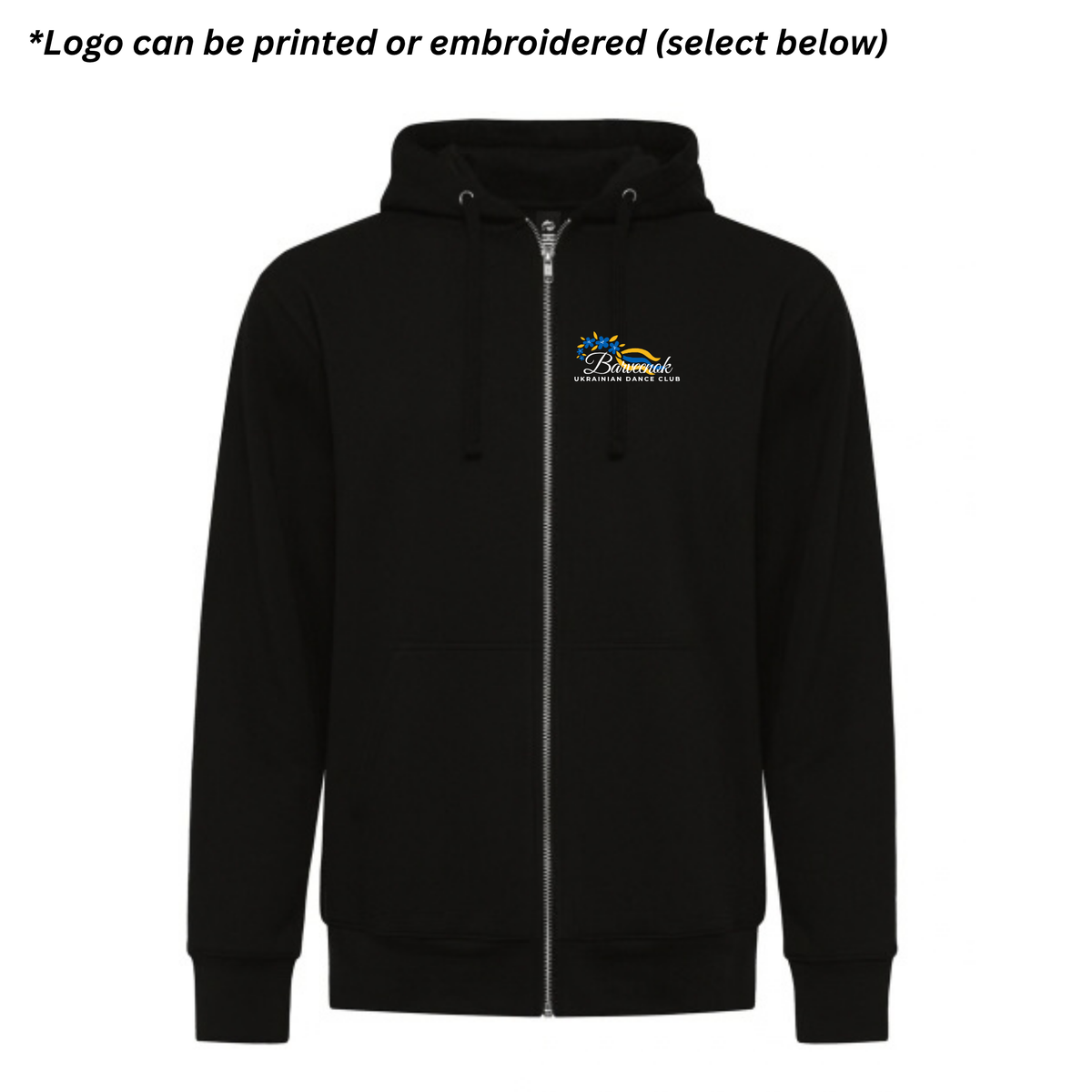 Unisex Full Zip Hoodie (Printed or Embroidered Option)