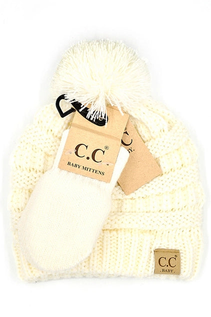 C.C Baby Pom Beanie and Mitten Set