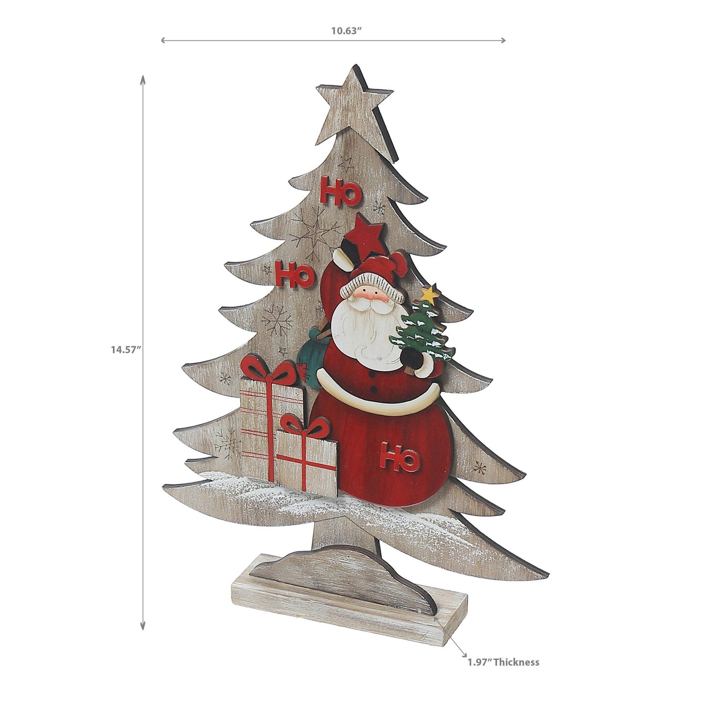 Wooden Christmas Tree With Santa Stand