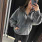 Oversized Half-Zip Pullover - Cool Blue