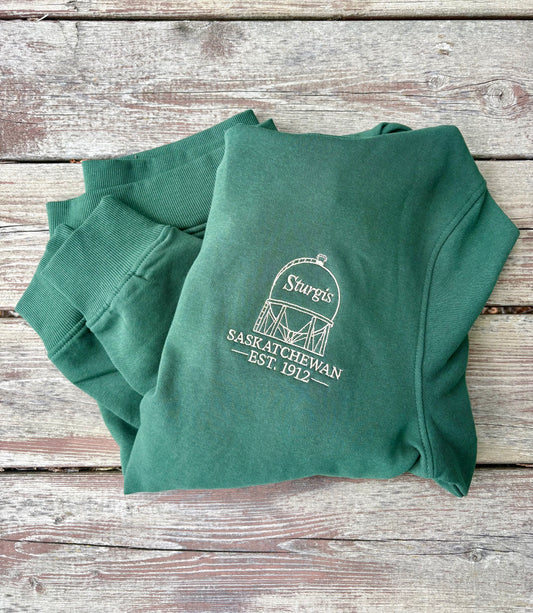 Embroidered Sturgis Water Tower Hoodie- Forest