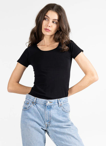 Bamboo Scoop Neck Short Sleeve