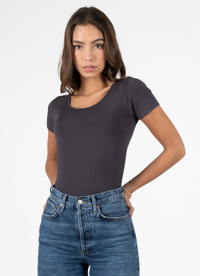 Bamboo Scoop Neck Short Sleeve