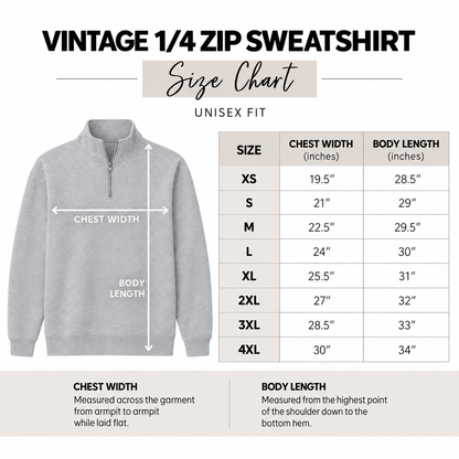 Unisex Vintage 1/4 Zip (Printed or Embroidered Option)
