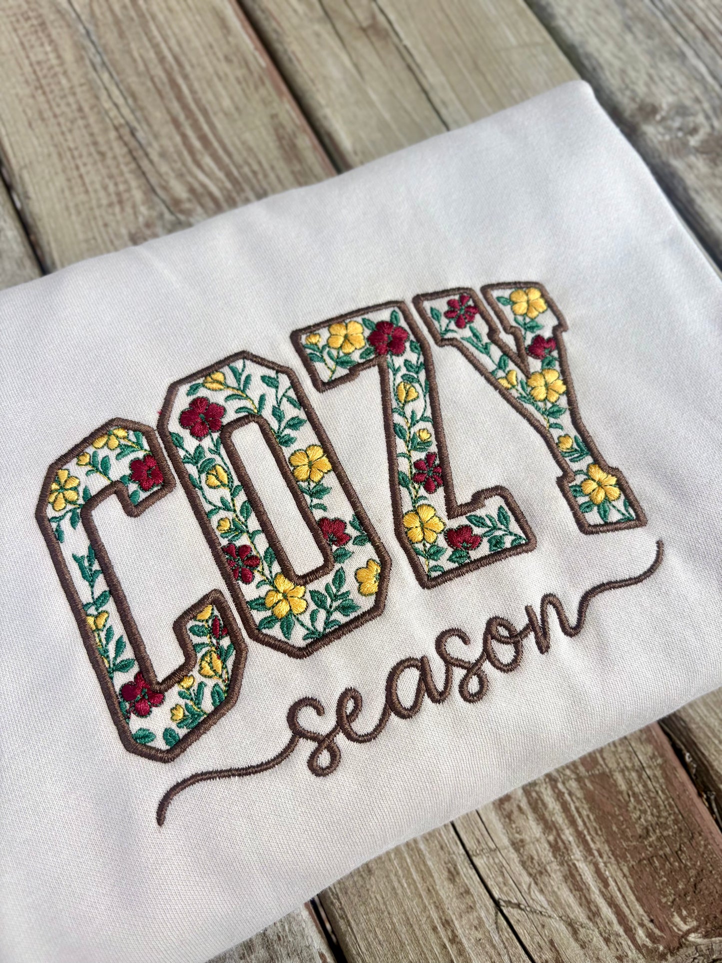Embroidered “Cozy Season” Crewneck