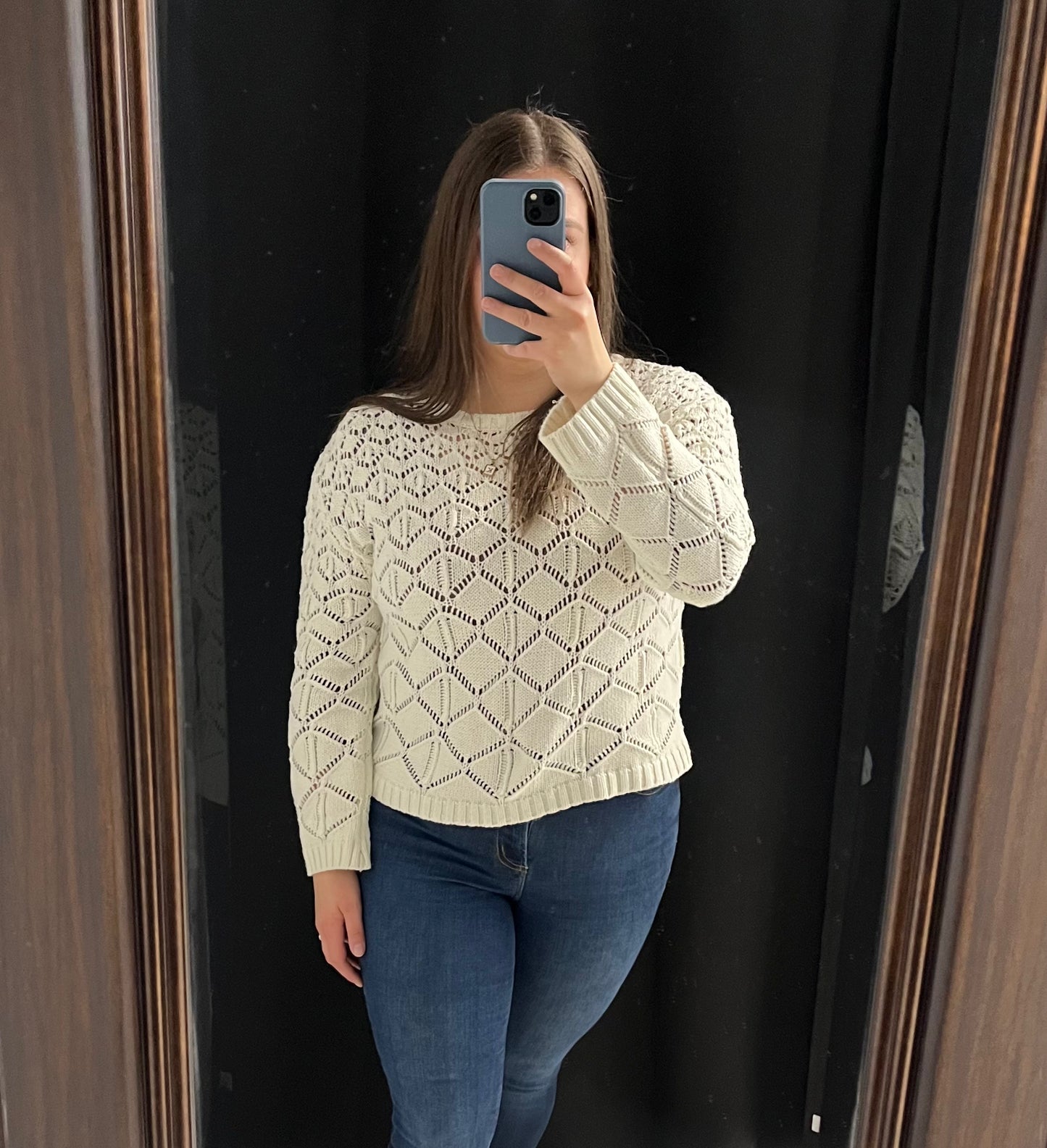 Ecru Crochet Sweater