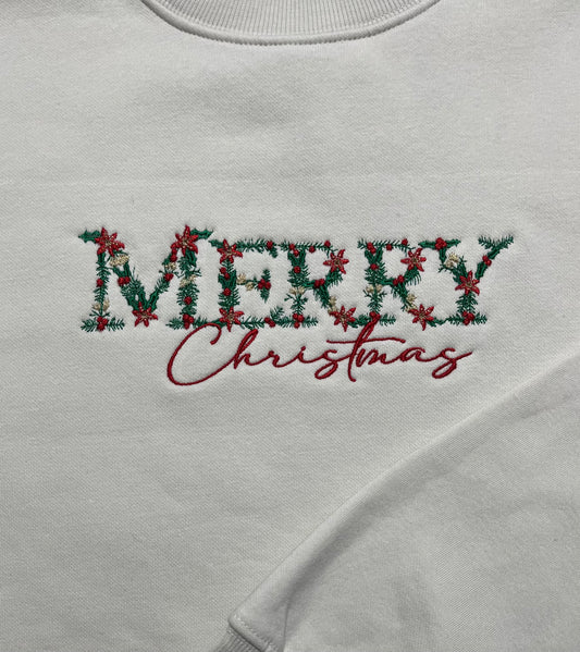 Embroidered Merry Christmas Crewneck