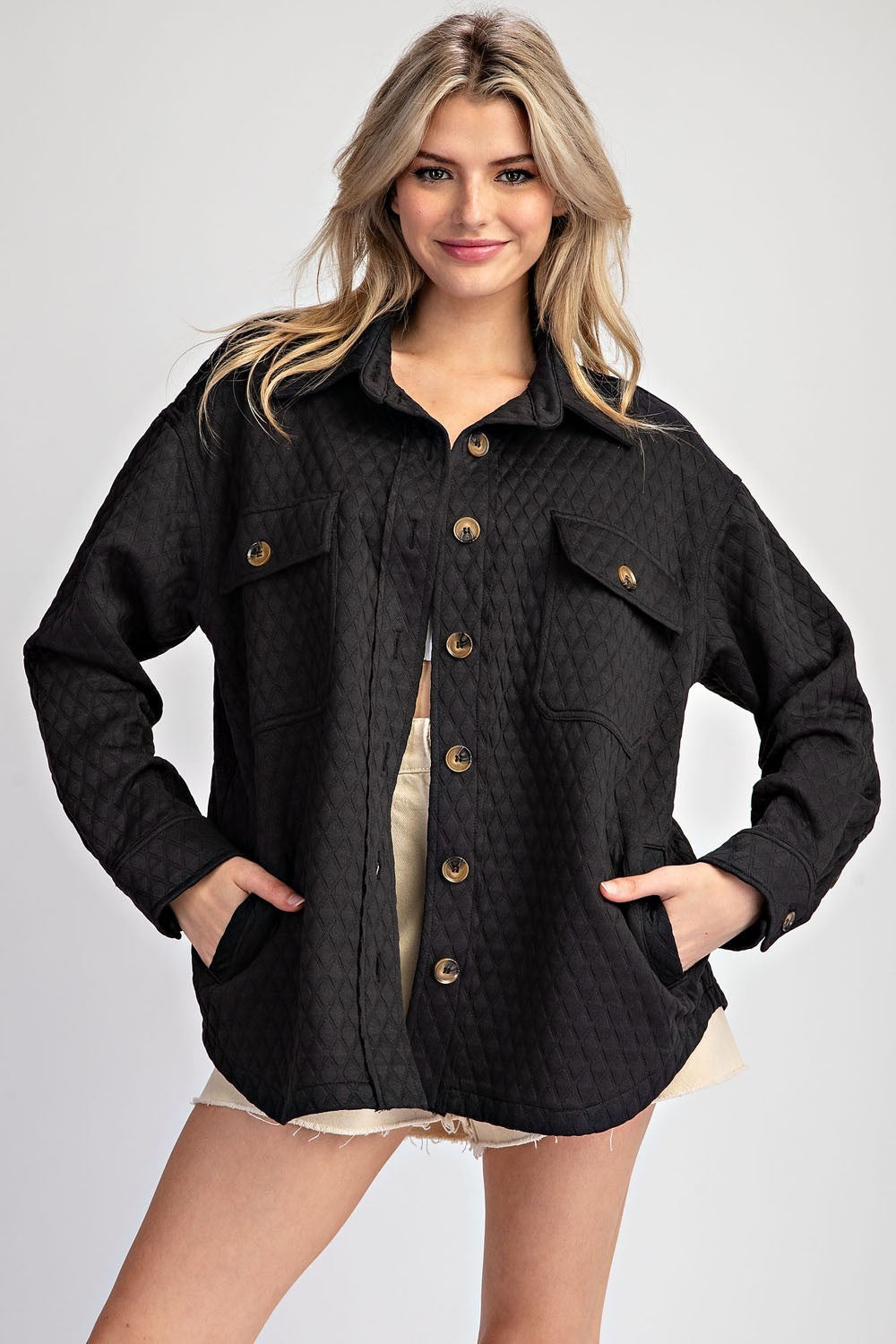 Textured Button Down Shacket