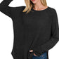 Zenana Melage Waffle Long Sleeve